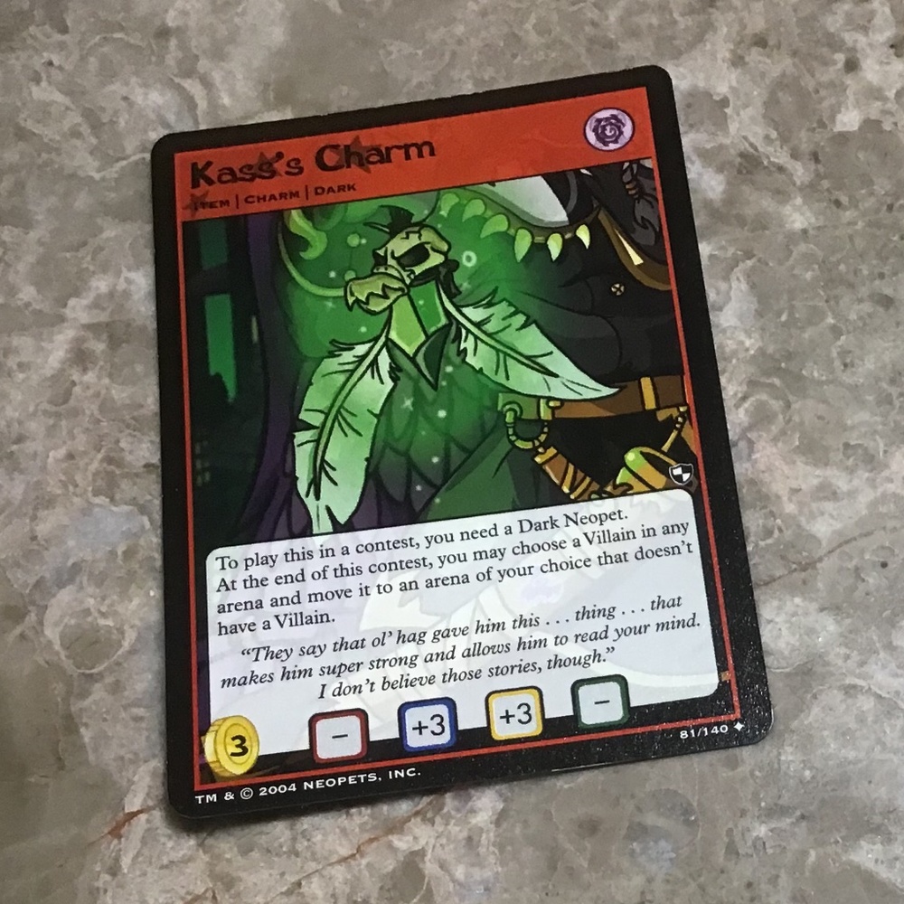 Uncommon find ! 2004 NEOPET CARD KASS’S CHARM